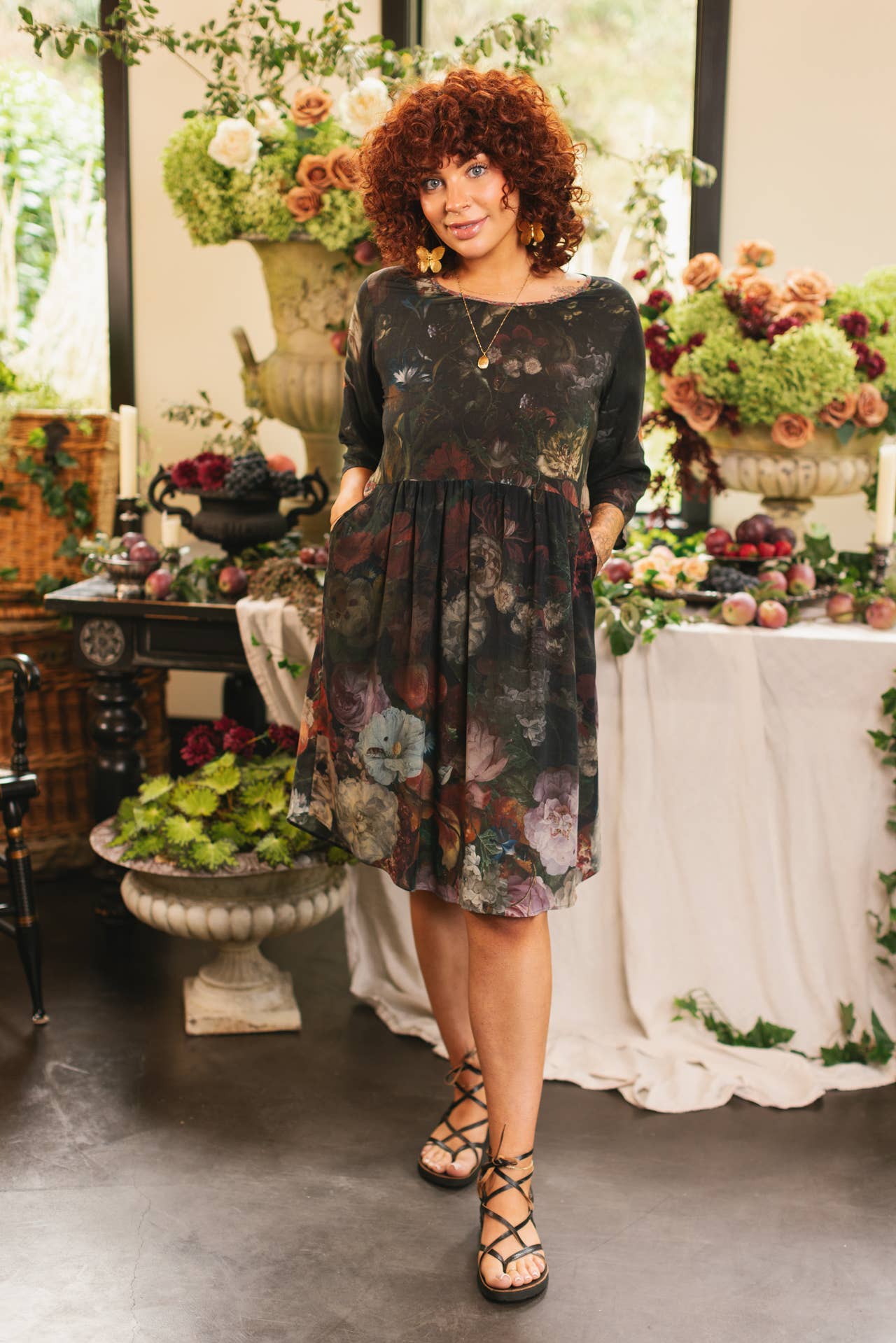 Flight of Fancy Artist Dress Tunic w/ Pockets & Hummingbirds - Suttles & Seawinds