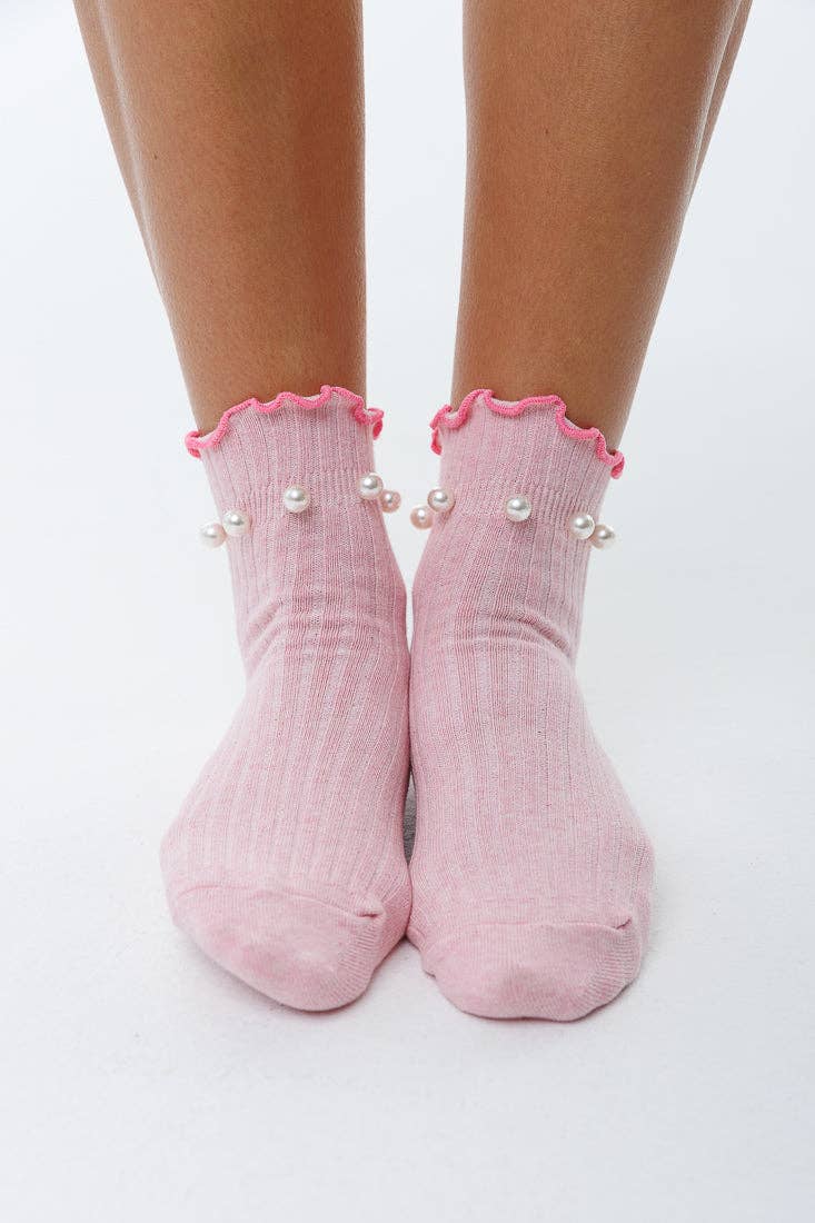 Frill Pearl Embellished socks - Suttles & Seawinds