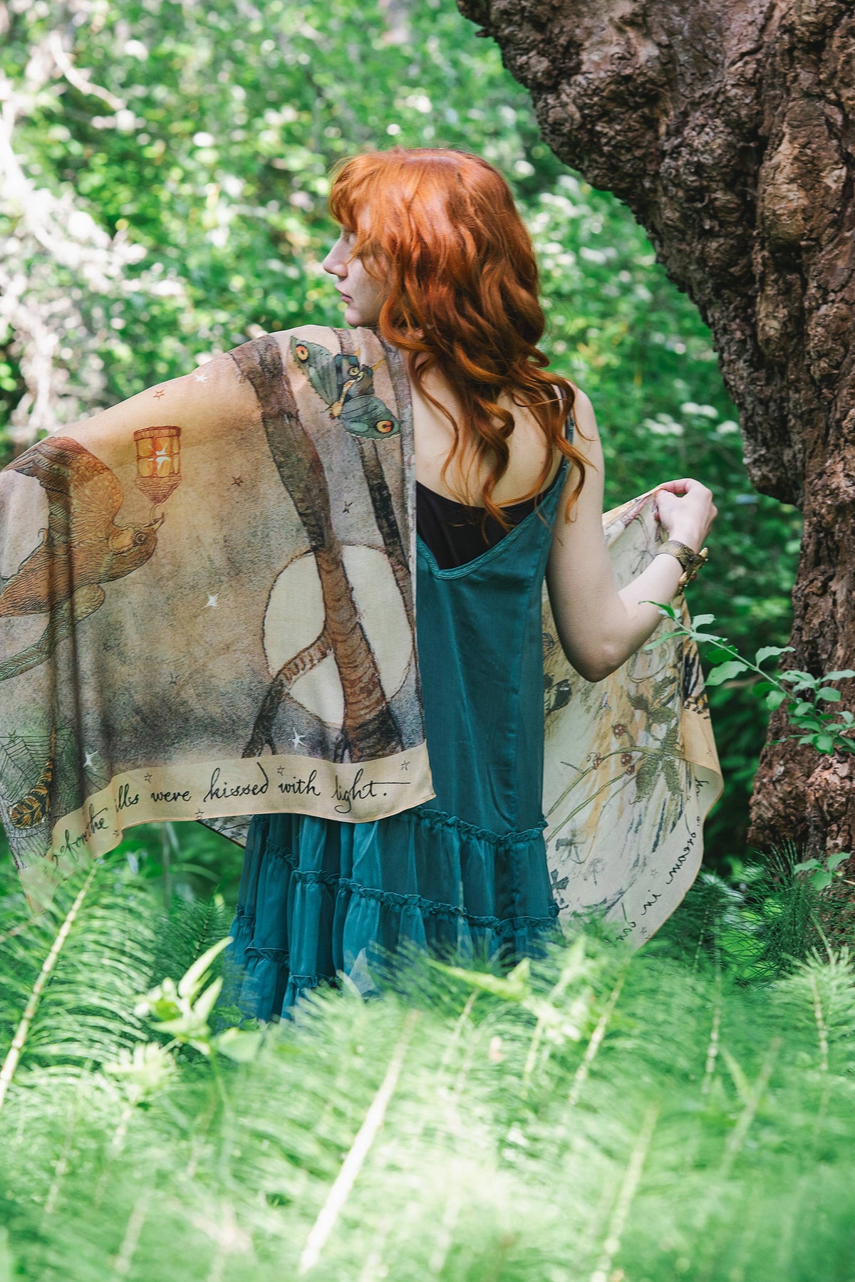 Market of Stars (Worldwide) - Lovelight Scarf with woodland deer, swallow & poetry