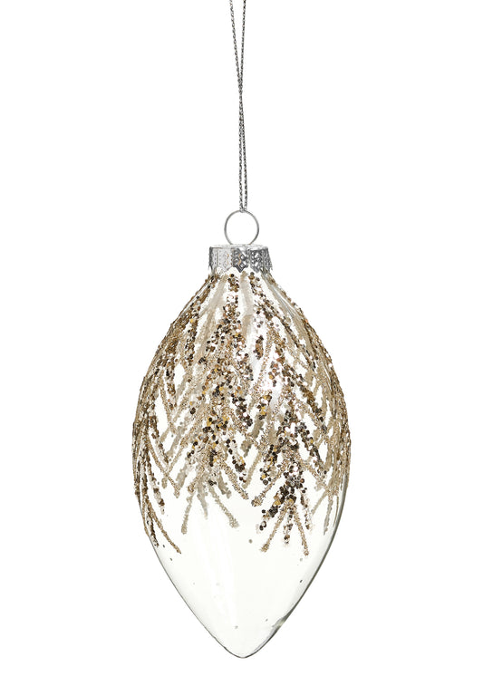 ADV - TEARDROP GLASS W/MINI LEAVES