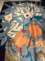 Load image into Gallery viewer, T &amp; E - LARGE SILK SCARF - POMEGRANITE DEPICTION
