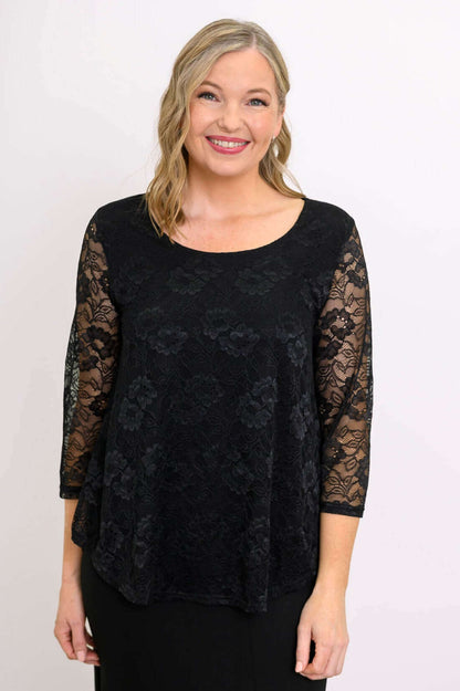 Ellen 3/4 Sleeve Top in Black