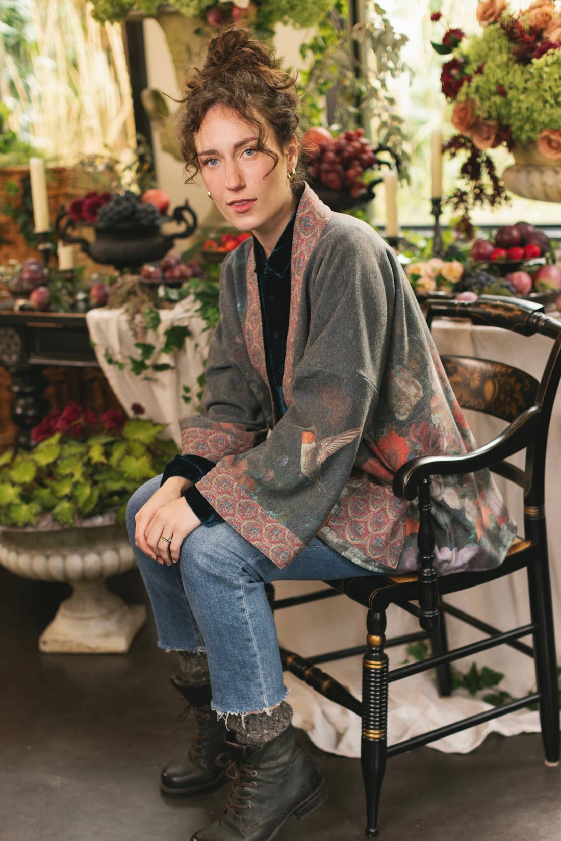 Flight of Fancy Fleece Cottage Cardigan Kimono Jacket - Suttles & Seawinds