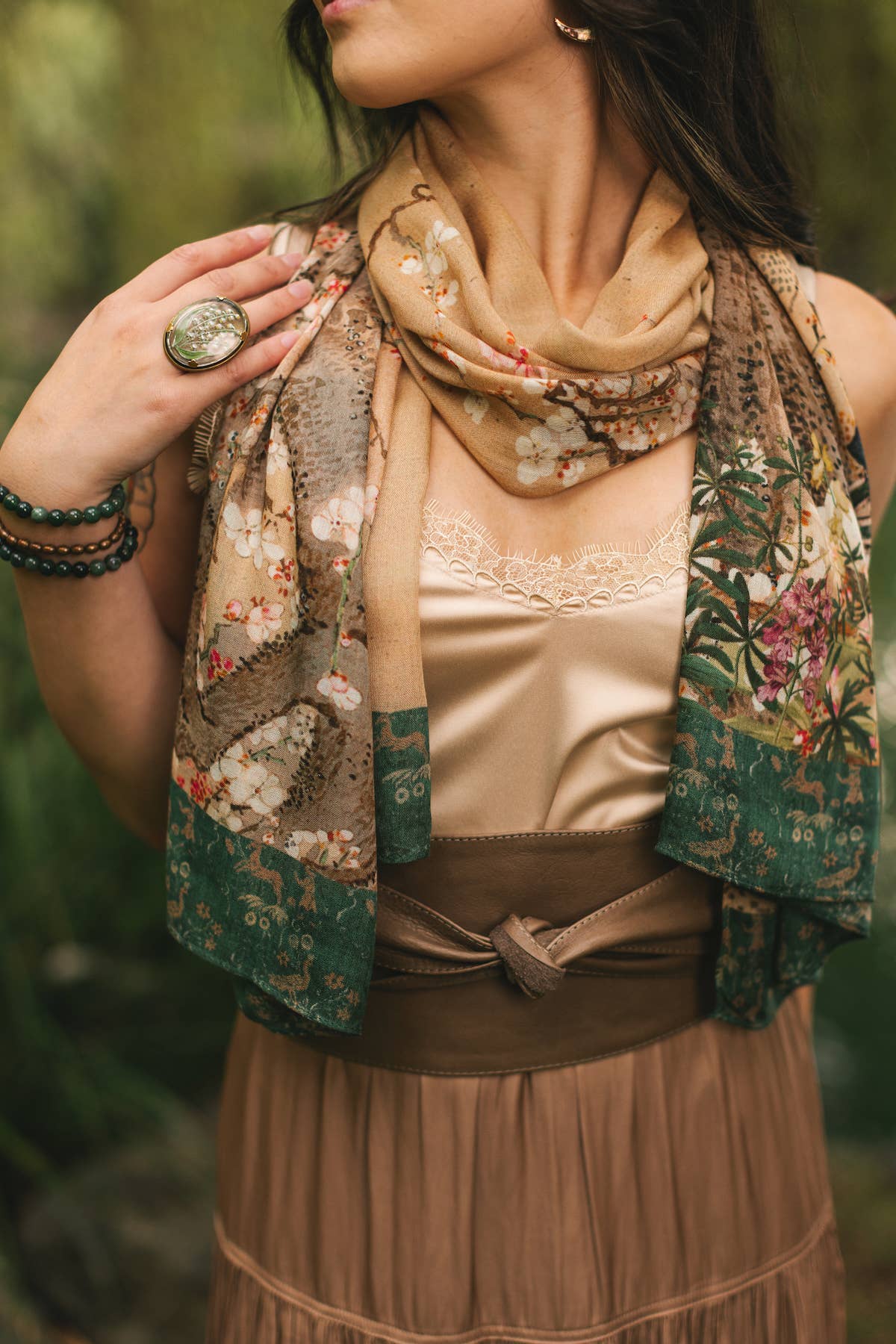 Fable Bohemian Floral Scarf with Deer & Moon - Suttles & Seawinds