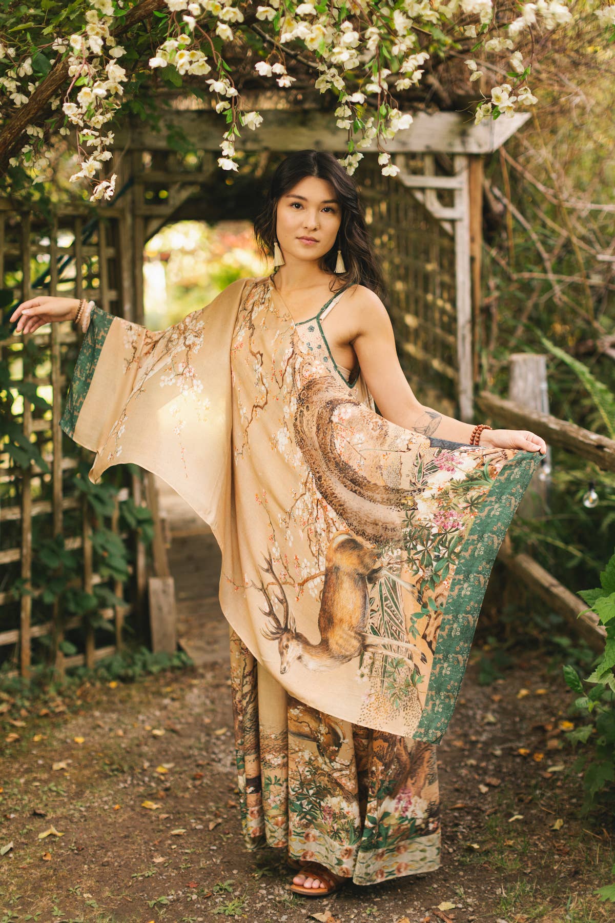 Fable Bohemian Floral Scarf with Deer & Moon - Suttles & Seawinds