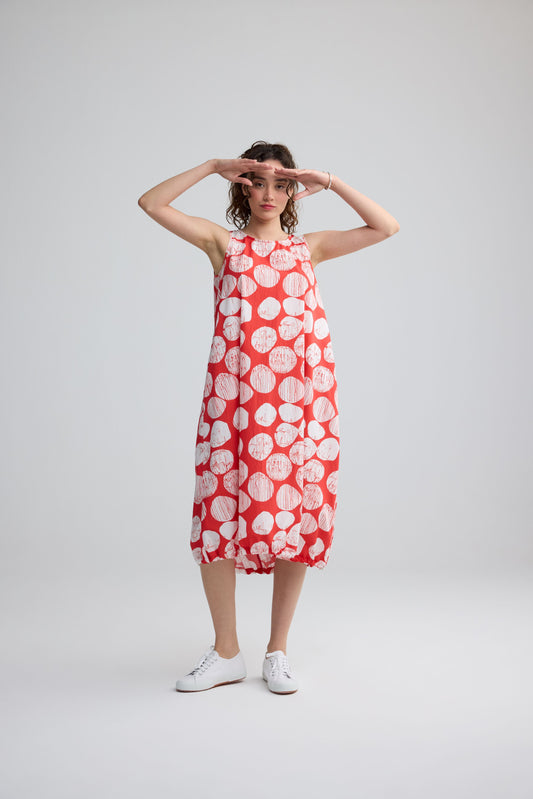 CELESTIA PRINT BALLOON HEM DRESS