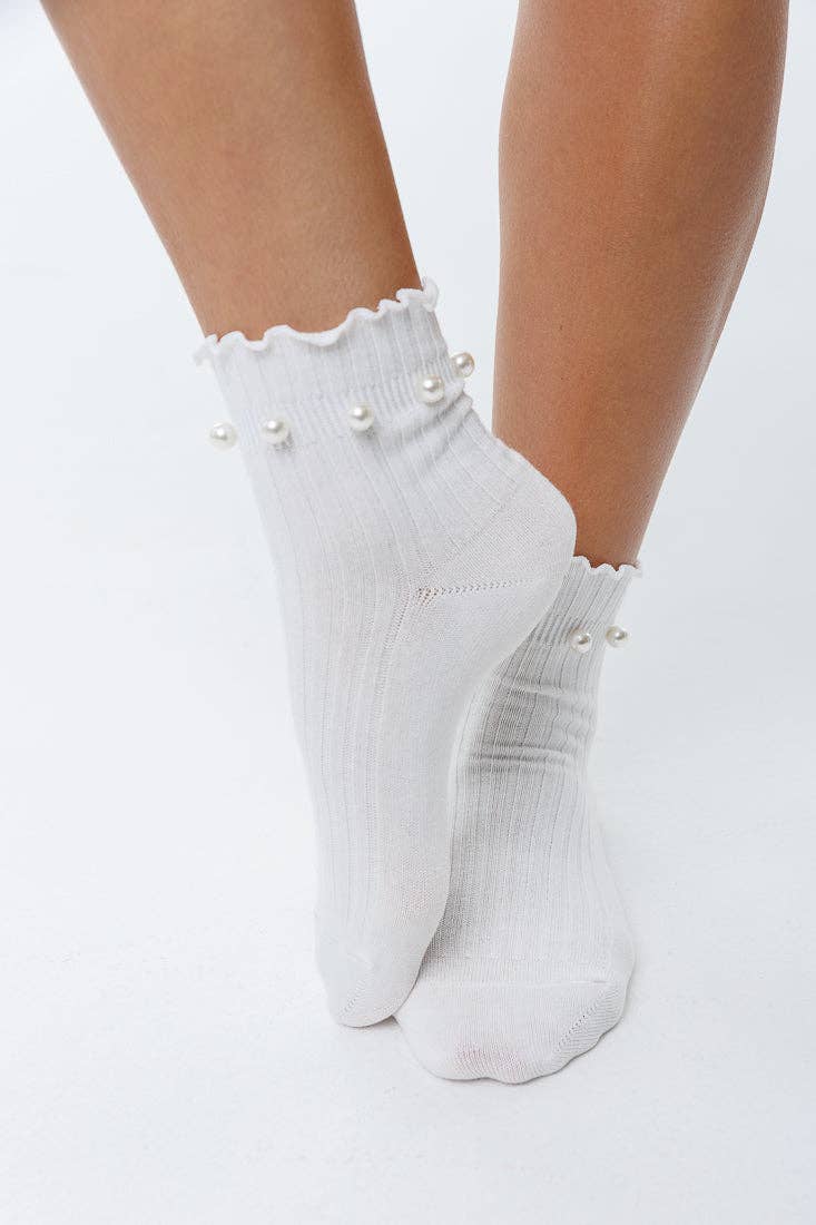 Frill Pearl Embellished socks - Suttles & Seawinds