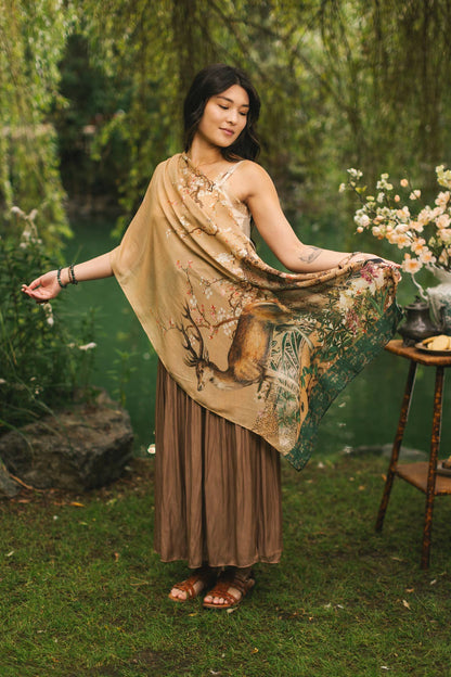 Fable Bohemian Floral Scarf with Deer & Moon - Suttles & Seawinds