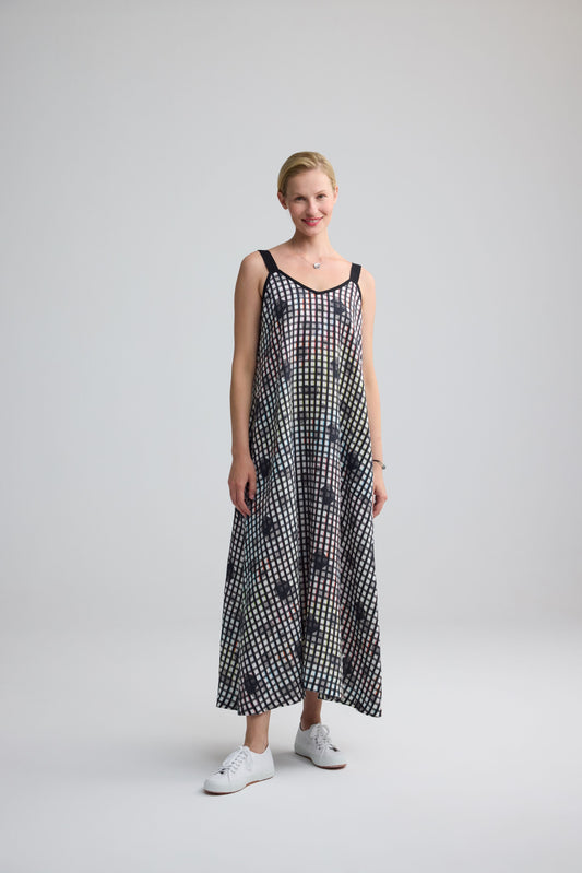 TRACE LINEN STRAP DRESS