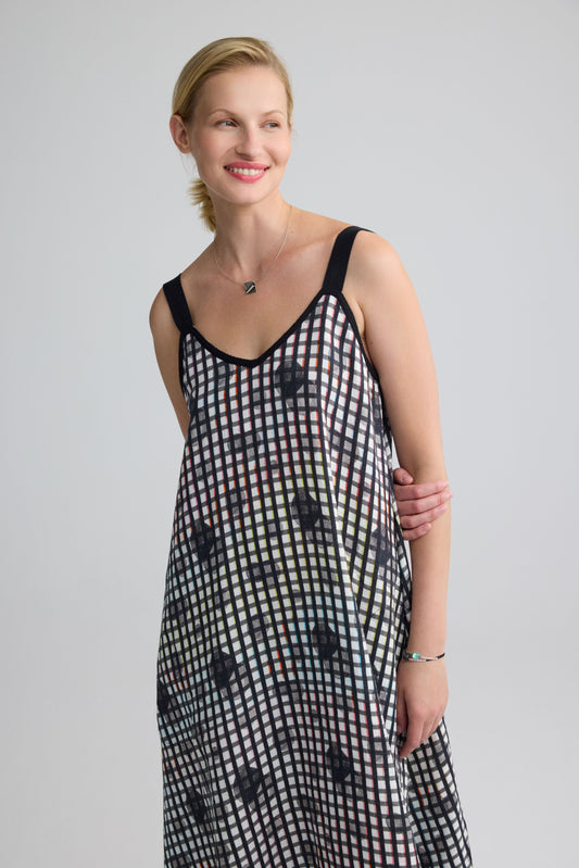 TRACE LINEN STRAP DRESS
