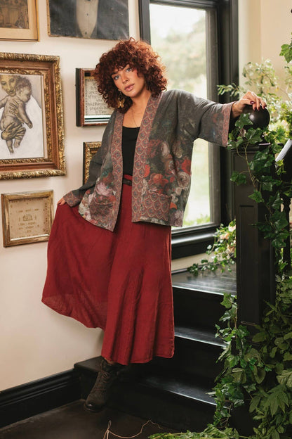 Flight of Fancy Fleece Cottage Cardigan Kimono Jacket - Suttles & Seawinds