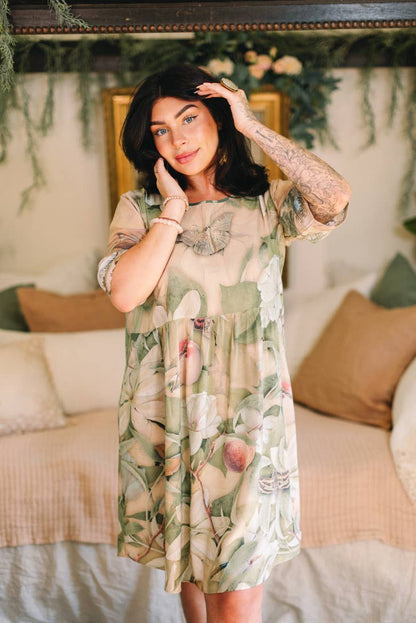 Fleur De Soleil Artist Dress w/ Pockets & Florals - Suttles & Seawinds