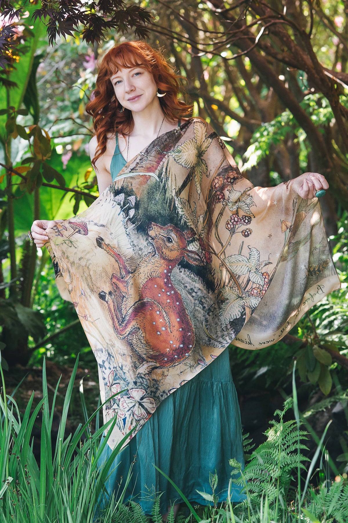 Market of Stars (Worldwide) - Lovelight Scarf with woodland deer, swallow & poetry