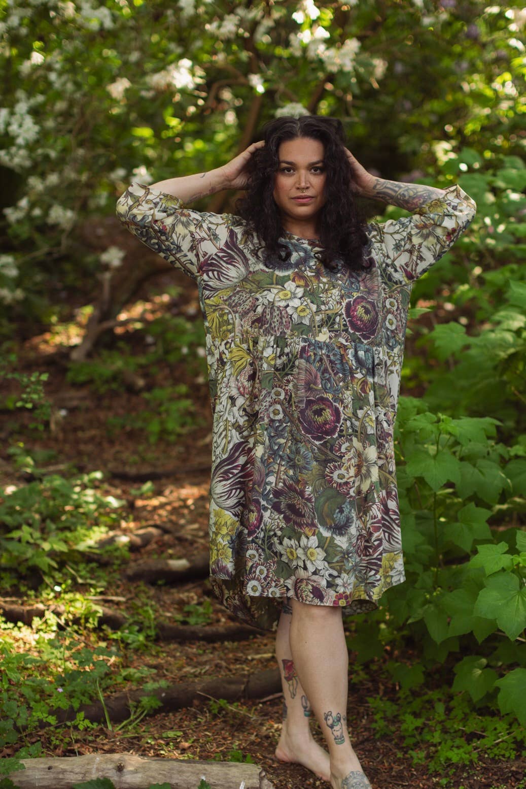 Love Grows Wild Artist Dress Tunic w/ Pockets, Bees & Floral - Suttles & Seawinds