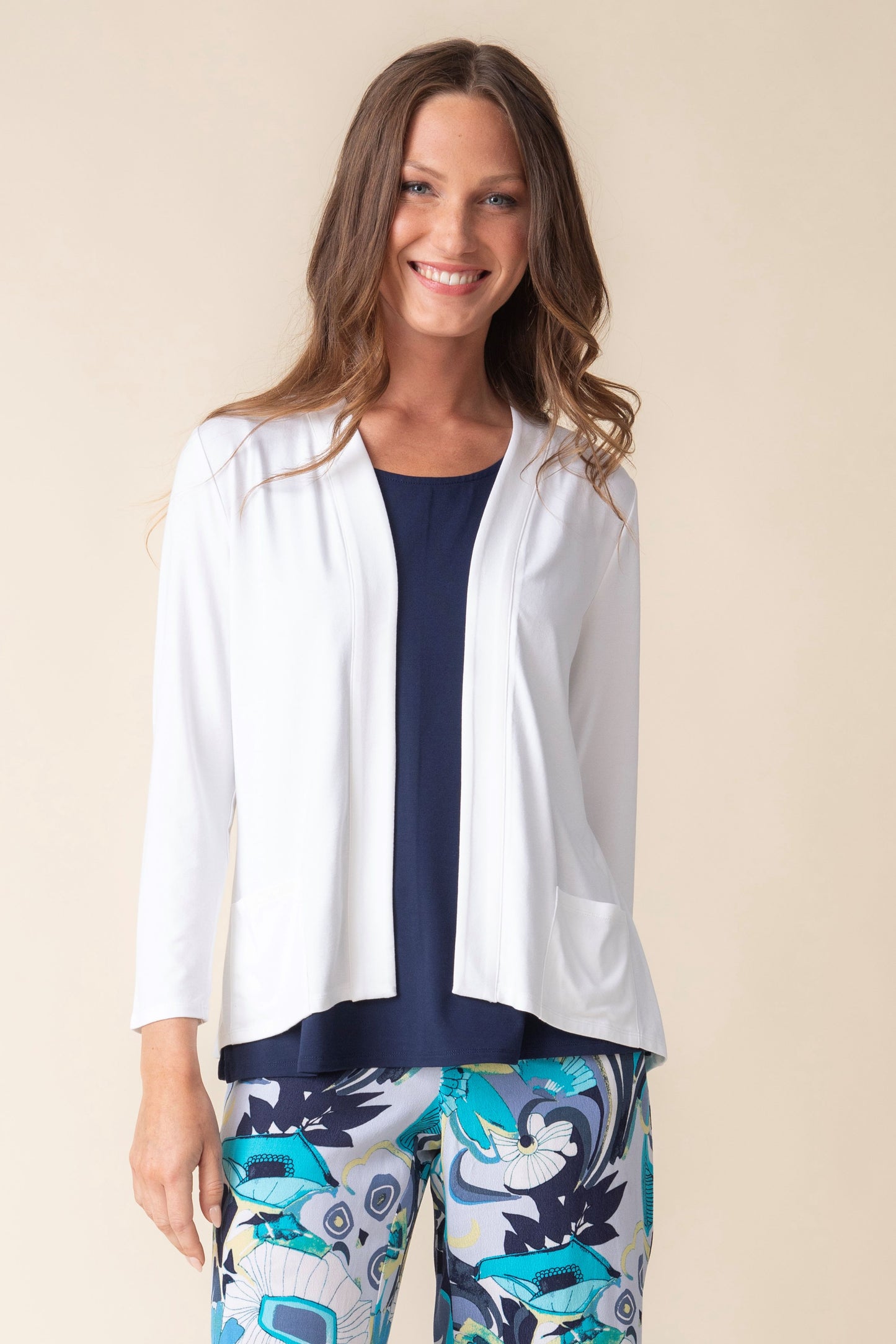 HABITAT - SHORT SHIRRED BACK OPEN FRONT JACKET