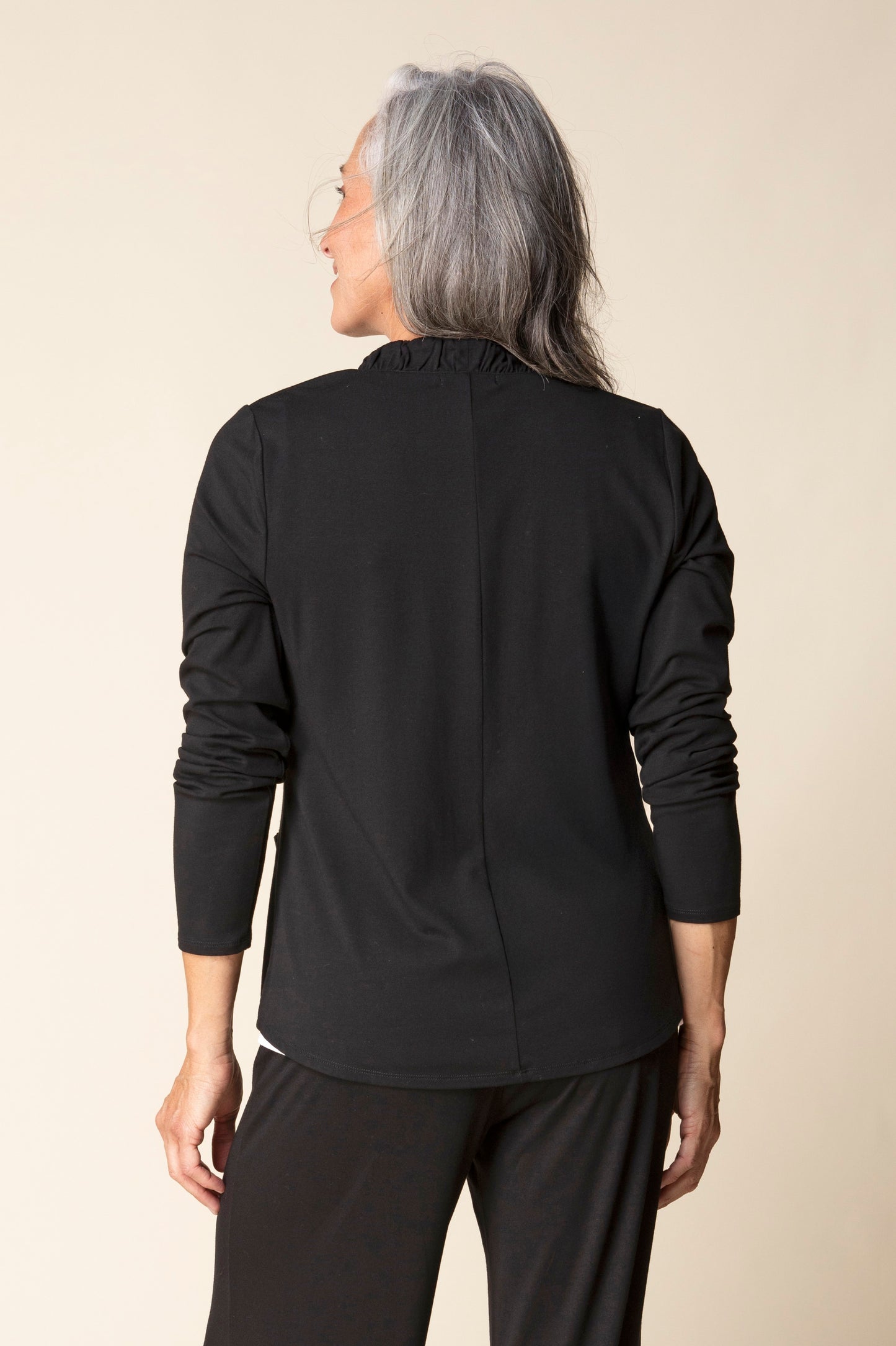 Ruched Open Front Jacket