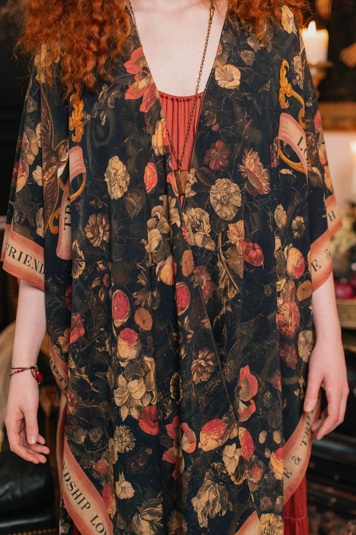 Heart of Gold Goddess Starduster Kimono w/ Sacred Heart - Suttles & Seawinds