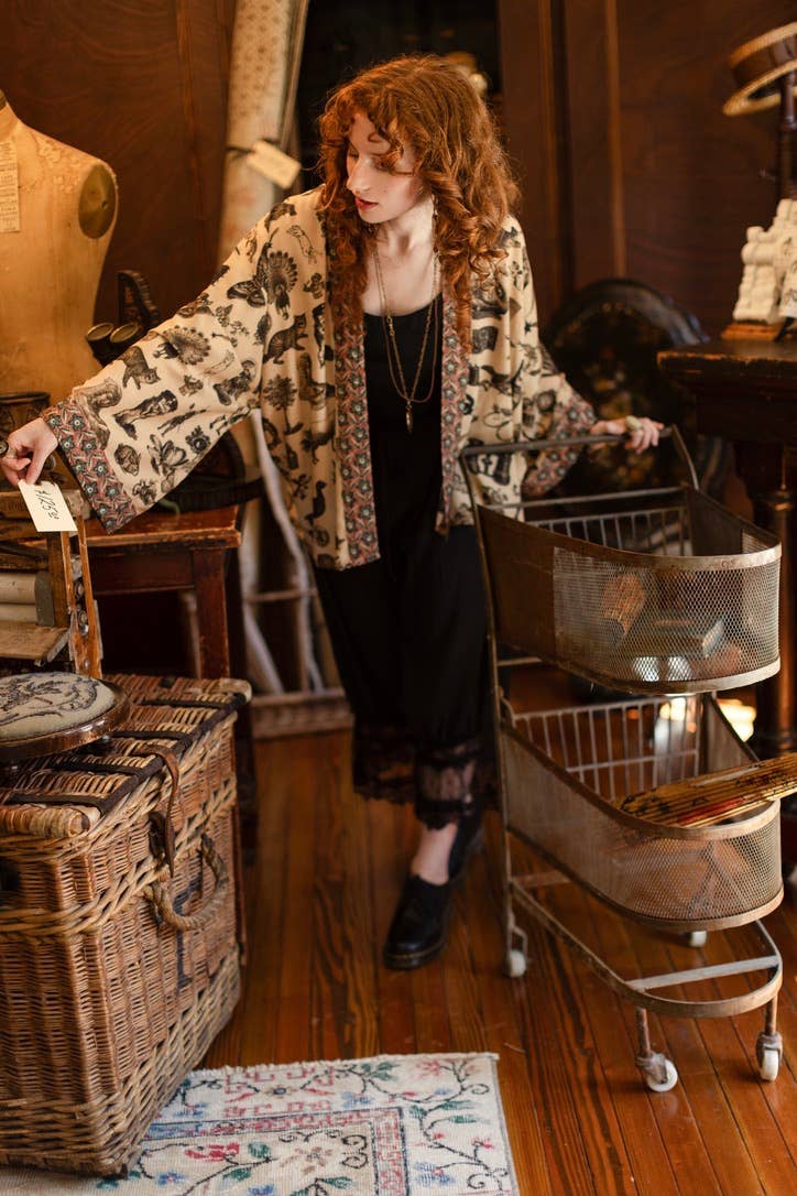 Curiosities Pixie Duster Crop Kimono w/ Whimsical Print