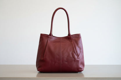 mahogany red leather bag side 2