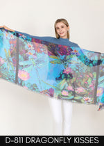 Load image into Gallery viewer, LOVES PURE LIGHT -DRAGONFLY KISSES SMALL OBLONG SCARF
