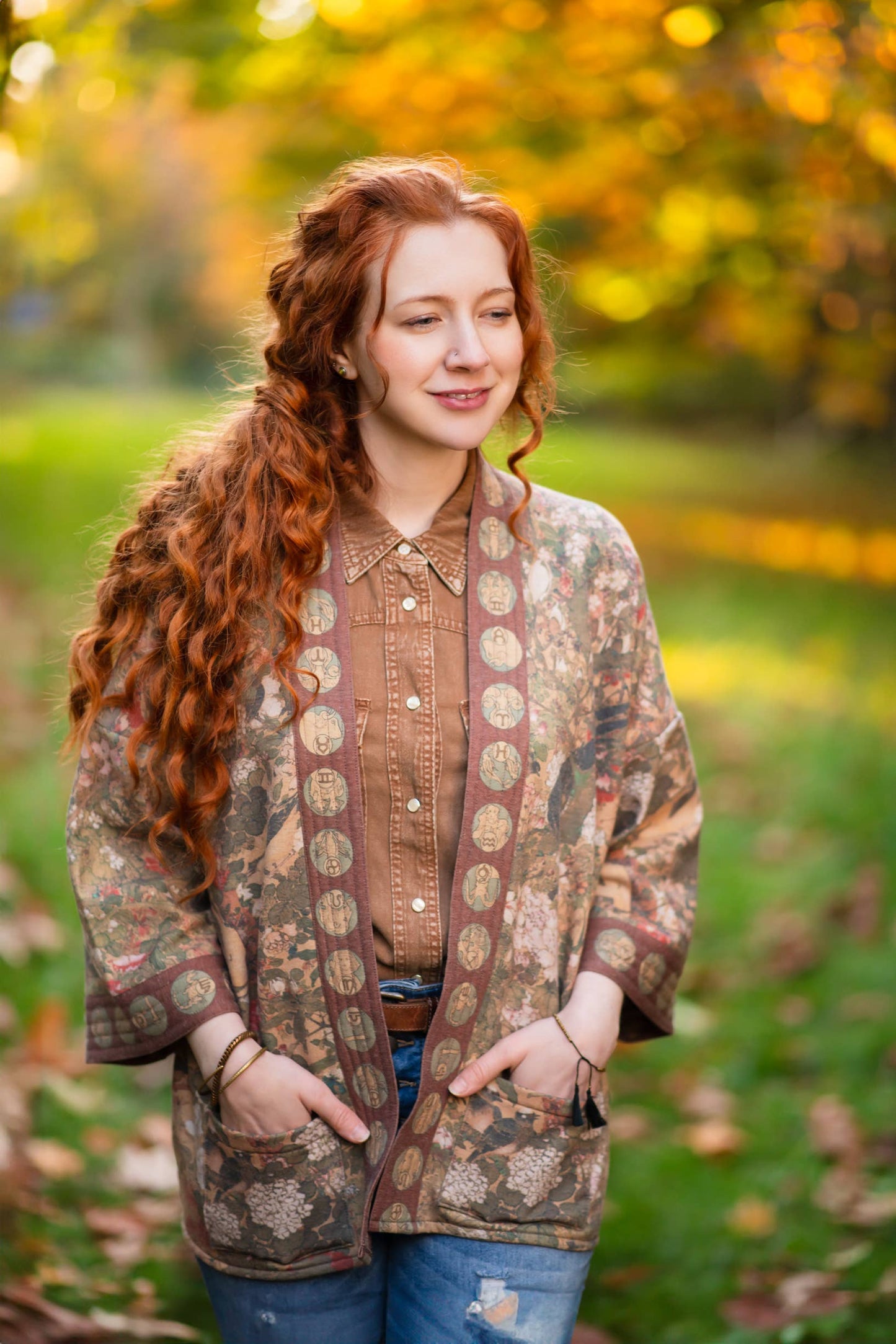 Dream Weaver Fleece Cottage Cardigan Kimono Jacket w/ Zodiac - Suttles & Seawinds