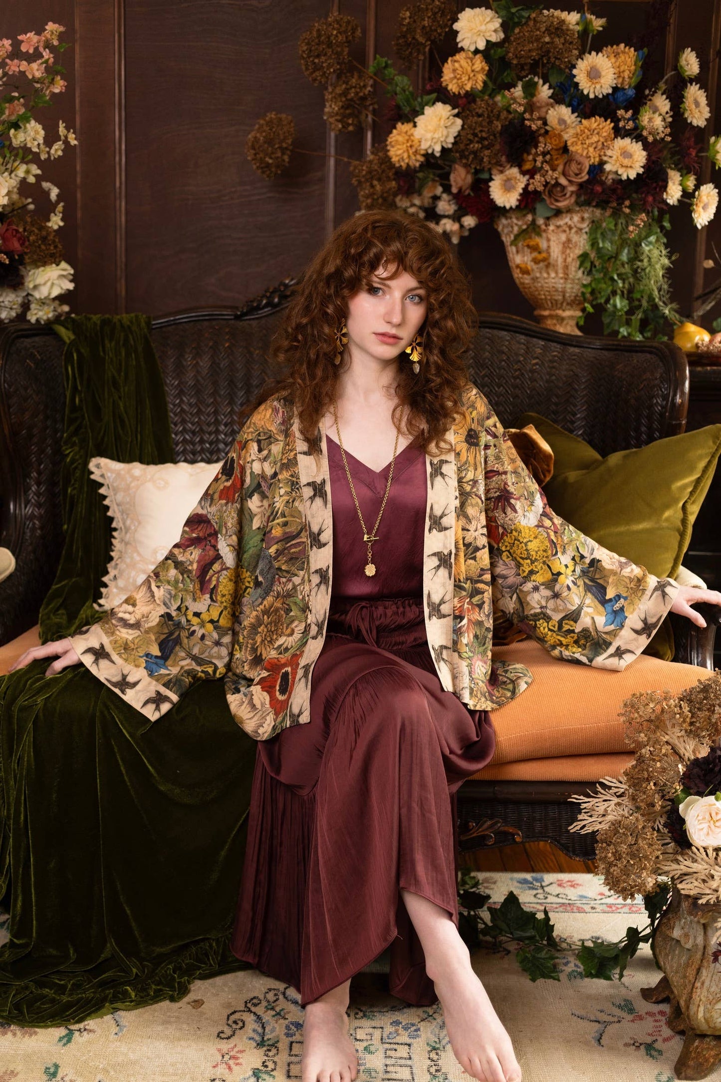 Golden Hour Pixie Duster Cropped Kimono w/ Florals - Suttles & Seawinds