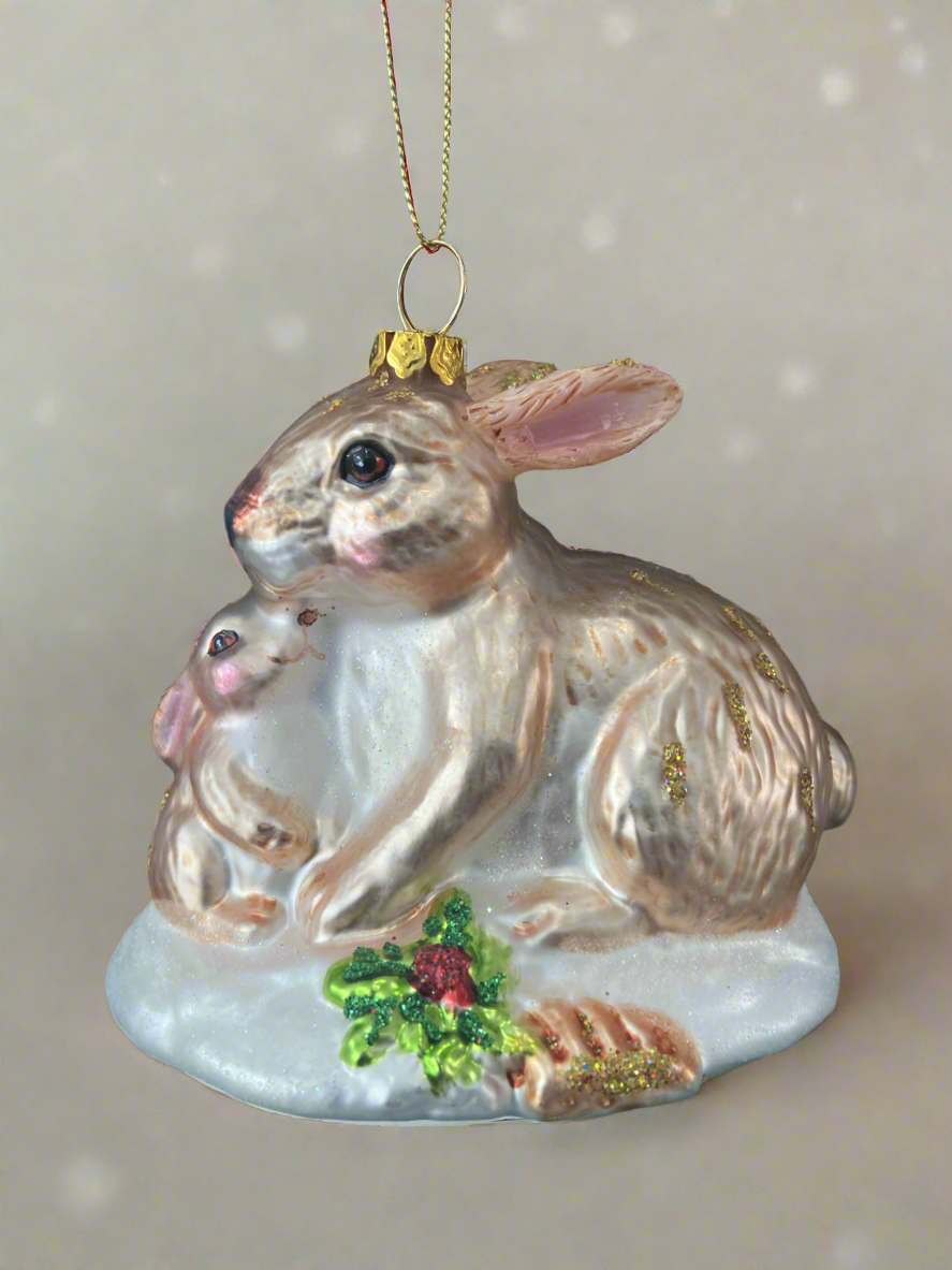 Marissa's Gifts - Glass bunny rabbit Christmas bauble