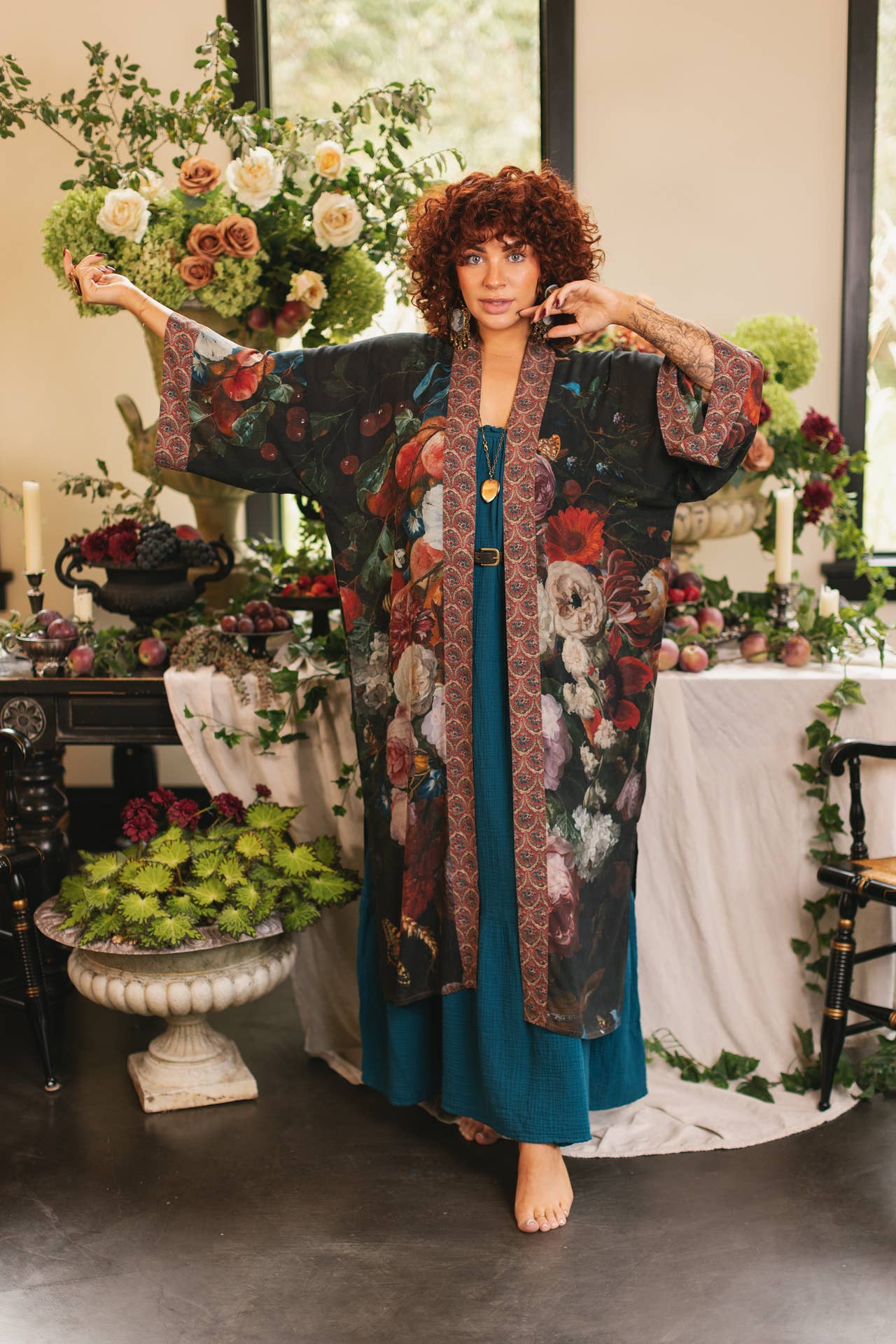 Flight of Fancy Opera Duster Kimono Robe Hummingbird - Suttles & Seawinds