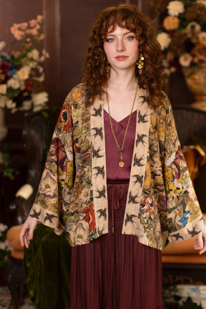 Golden Hour Pixie Duster Cropped Kimono w/ Florals - Suttles & Seawinds