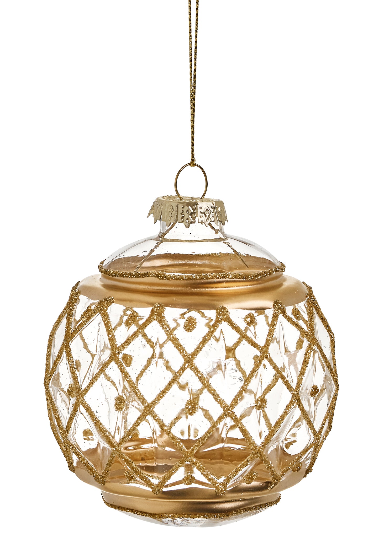 ADV - GLASS BALL W/GOLD CROSSHATCH DESIGN