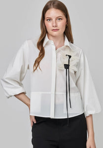 UCHUU-FLORAL YOKE SHIRT WITH ELASTIC CUFF