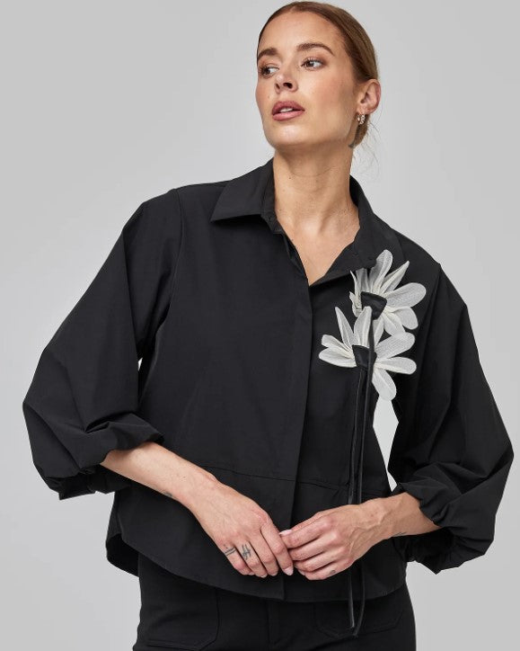 UCHUU-FLORAL YOKE SHIRT WITH ELASTIC CUFFn