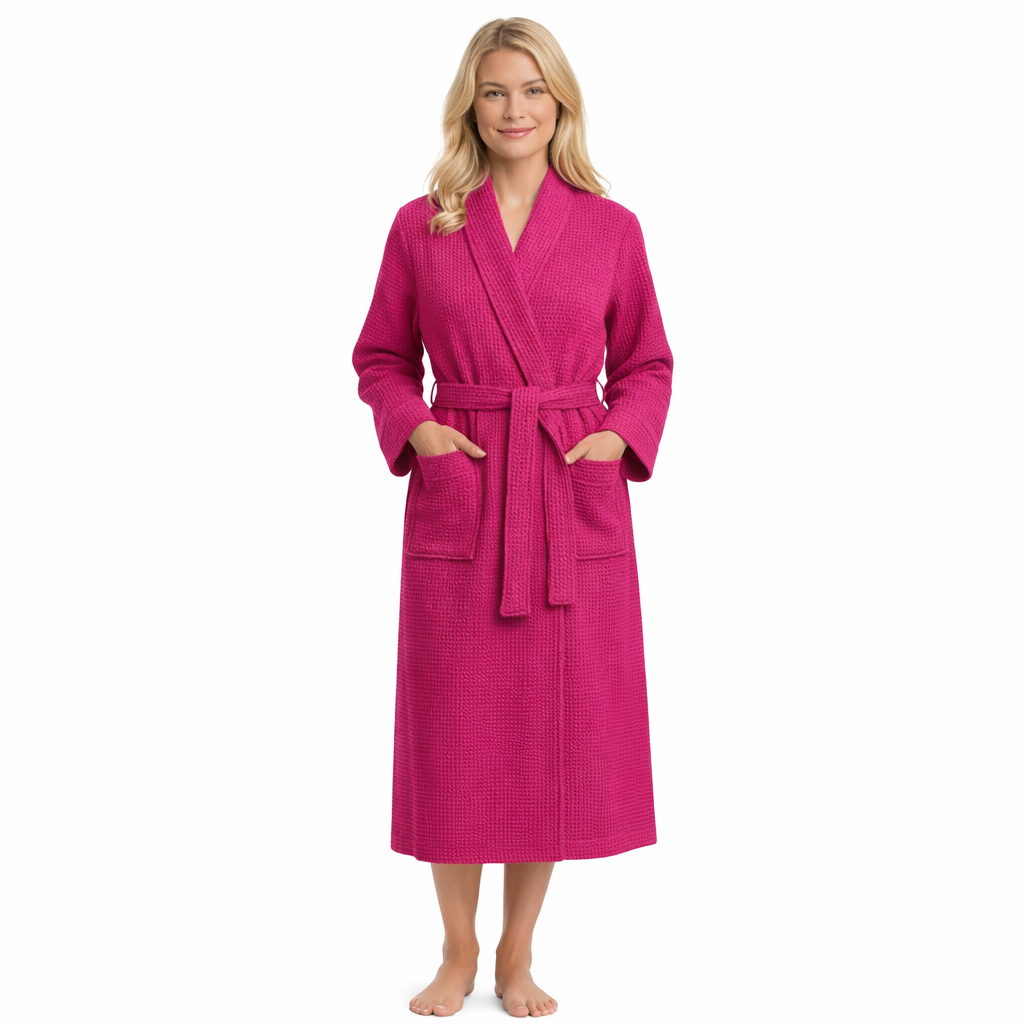 Waffle Weave Cotton Bathrobe – 280 GSM Unisex Robe