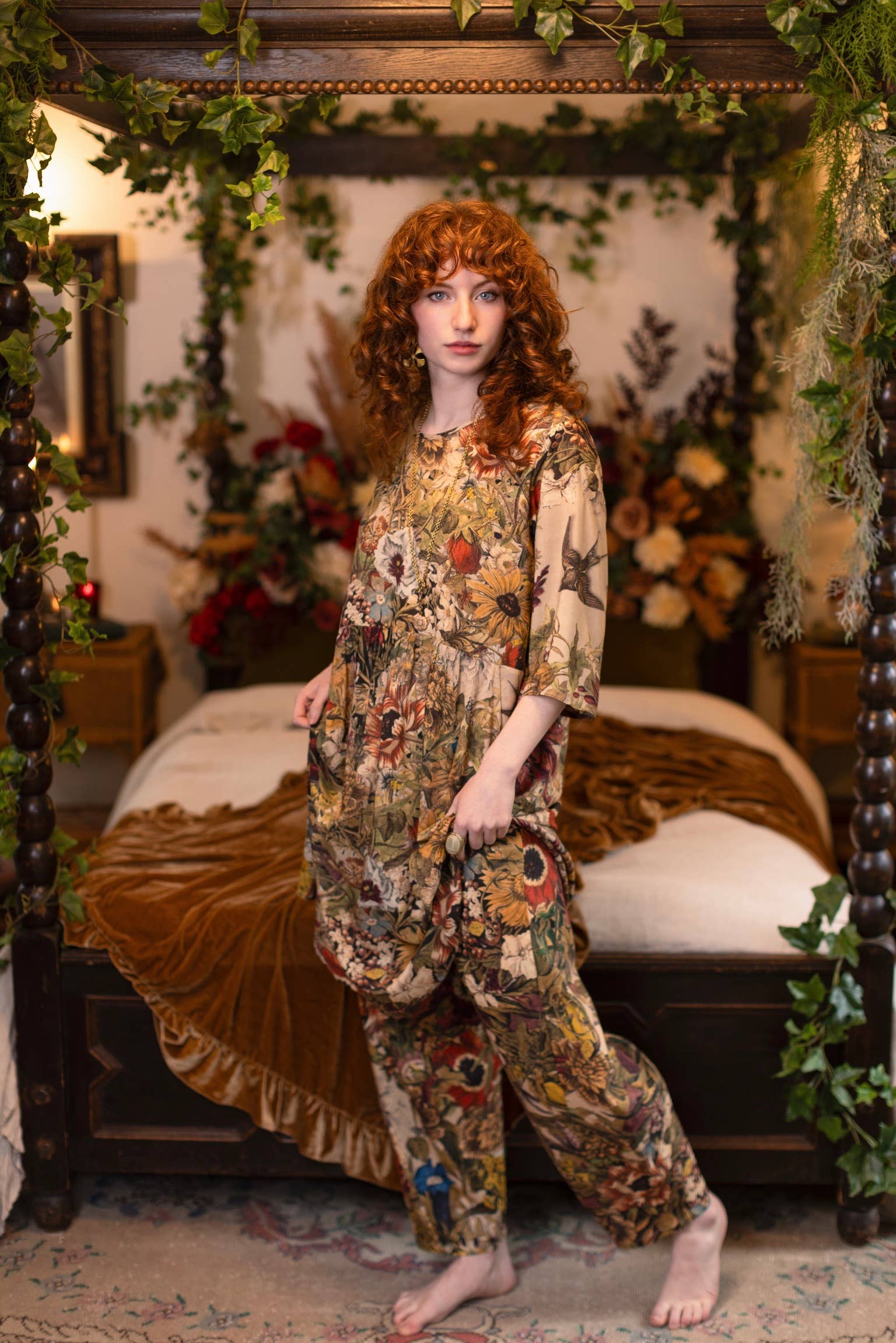Golden Hour Artist Dress Tunic w/ Pockets & Floral Print - Suttles & Seawinds