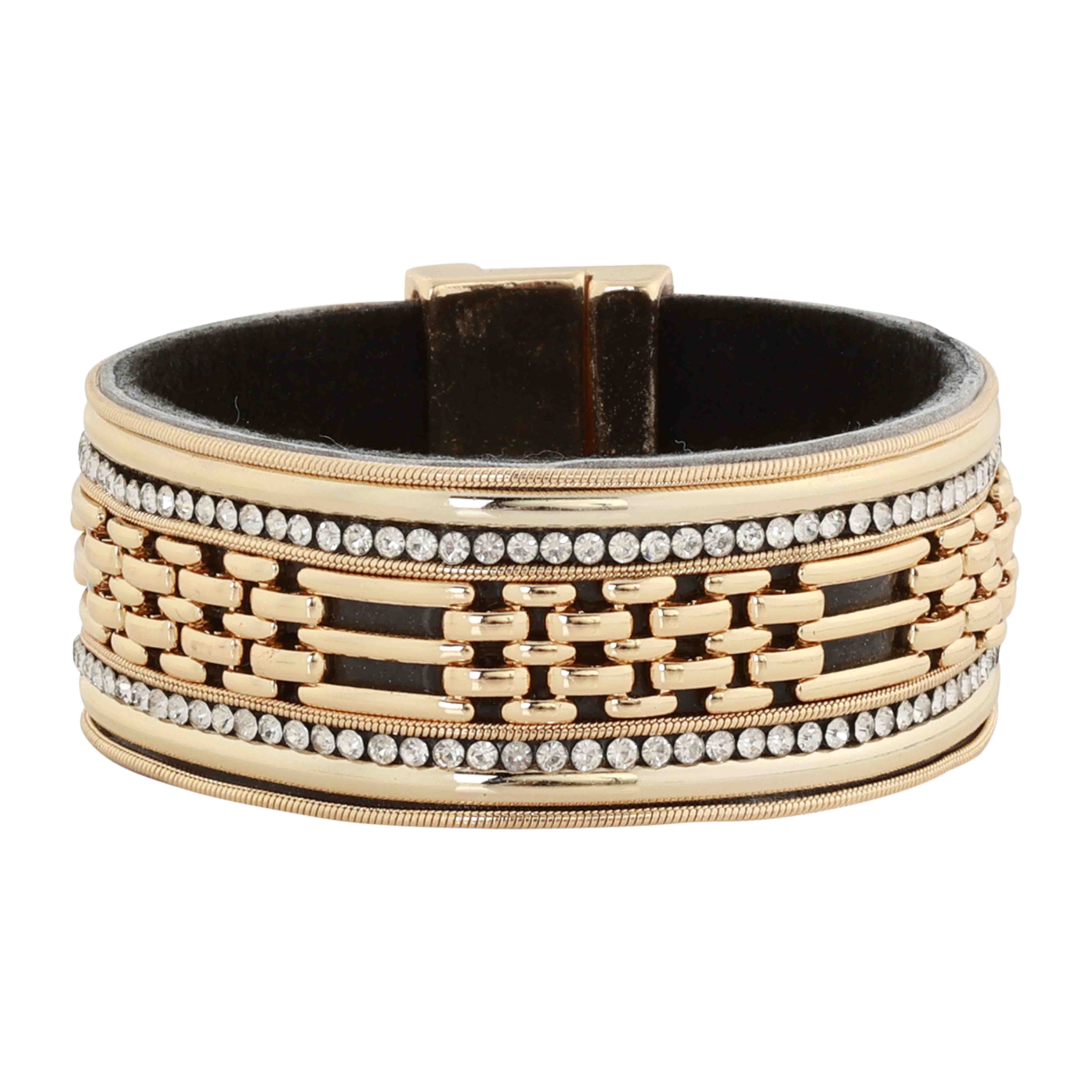 MERX - BRACELET SHINY GOLD/BLK/CRYSTAL