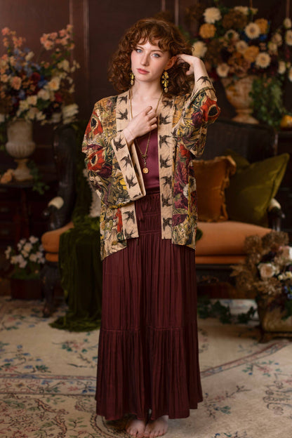 Golden Hour Pixie Duster Cropped Kimono w/ Florals - Suttles & Seawinds