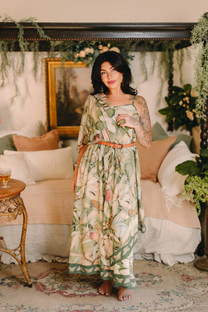 Fleur De Soleil Scarf with Magnolia Floral Print & Butterfly - Suttles & Seawinds