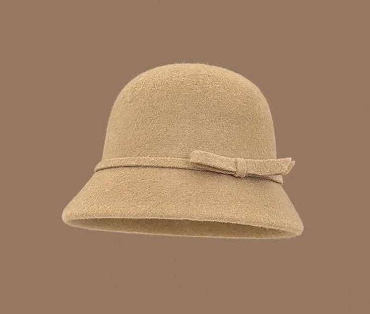 Camel Wool Hat w/bow