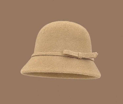 Camel Wool Hat w/bow