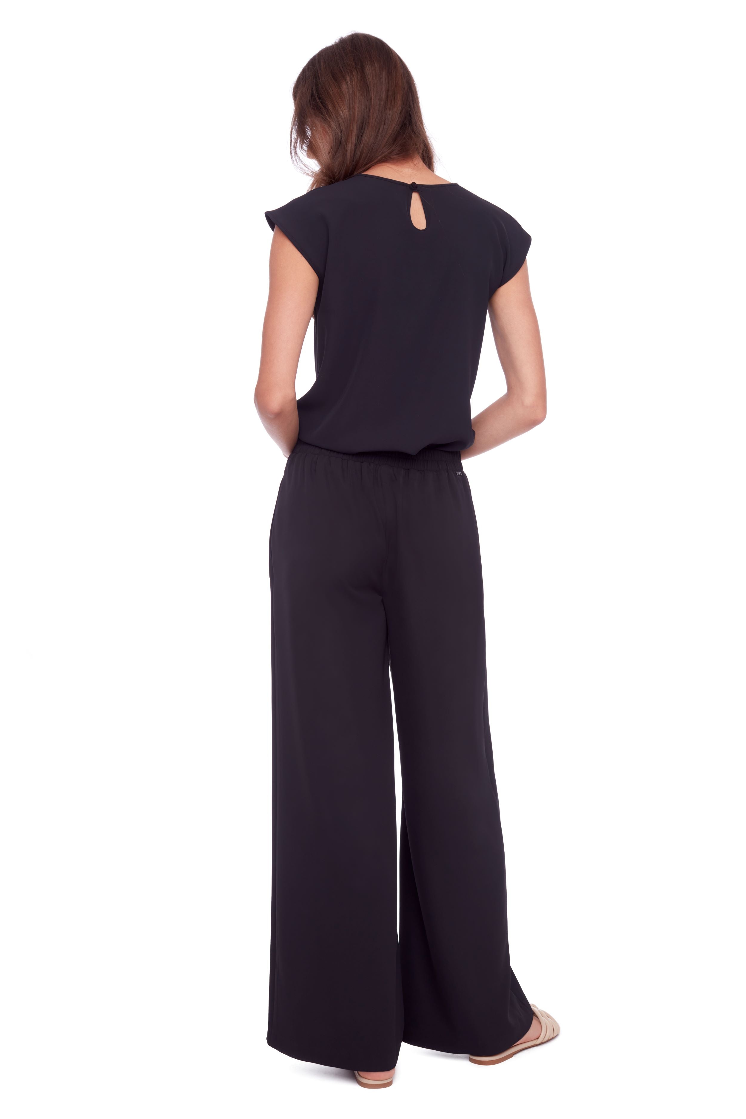 UP! - SOLID VEGAN SILK WIDE LEG PANT