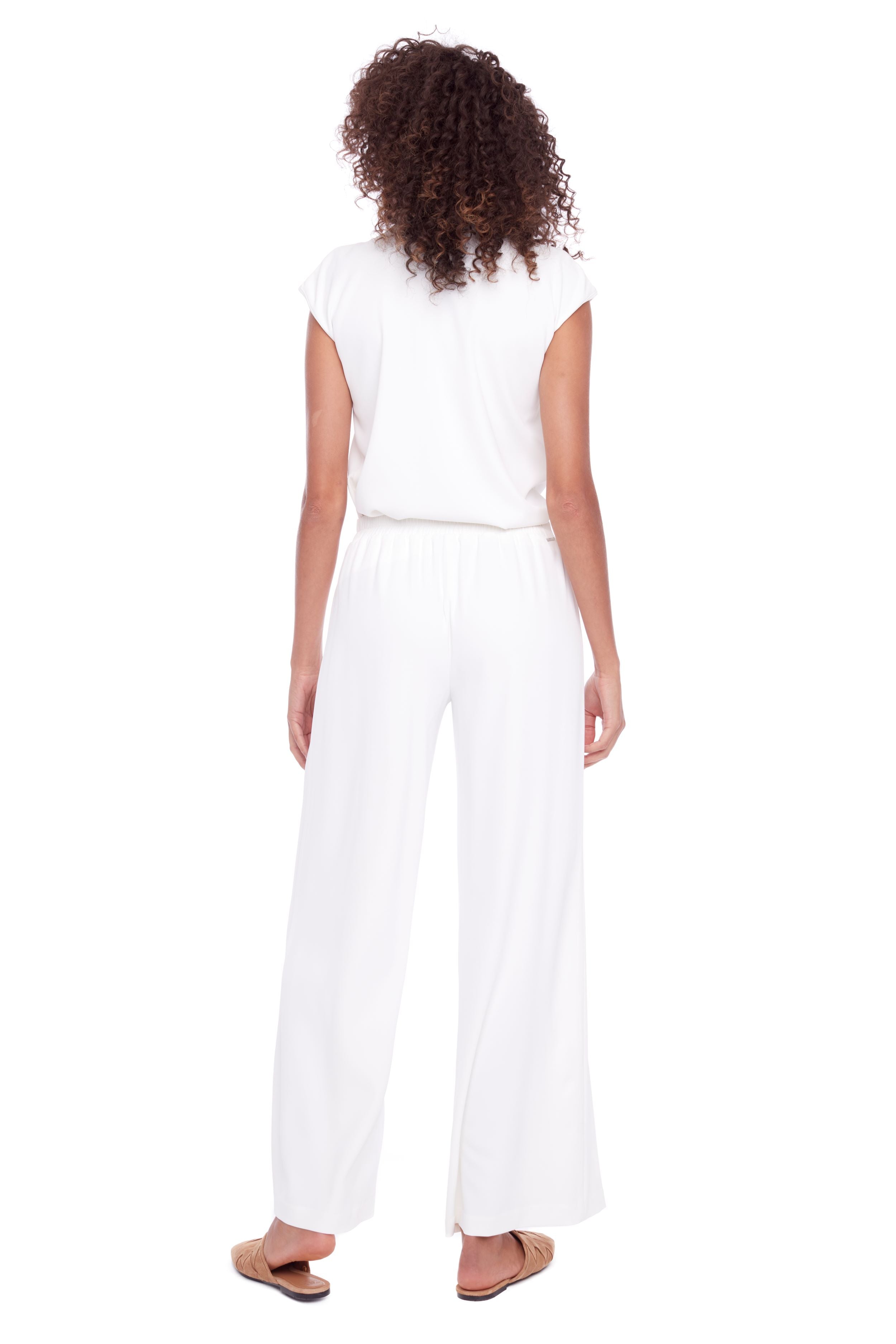 UP! - SOLID VEGAN SILK WIDE LEG PANT