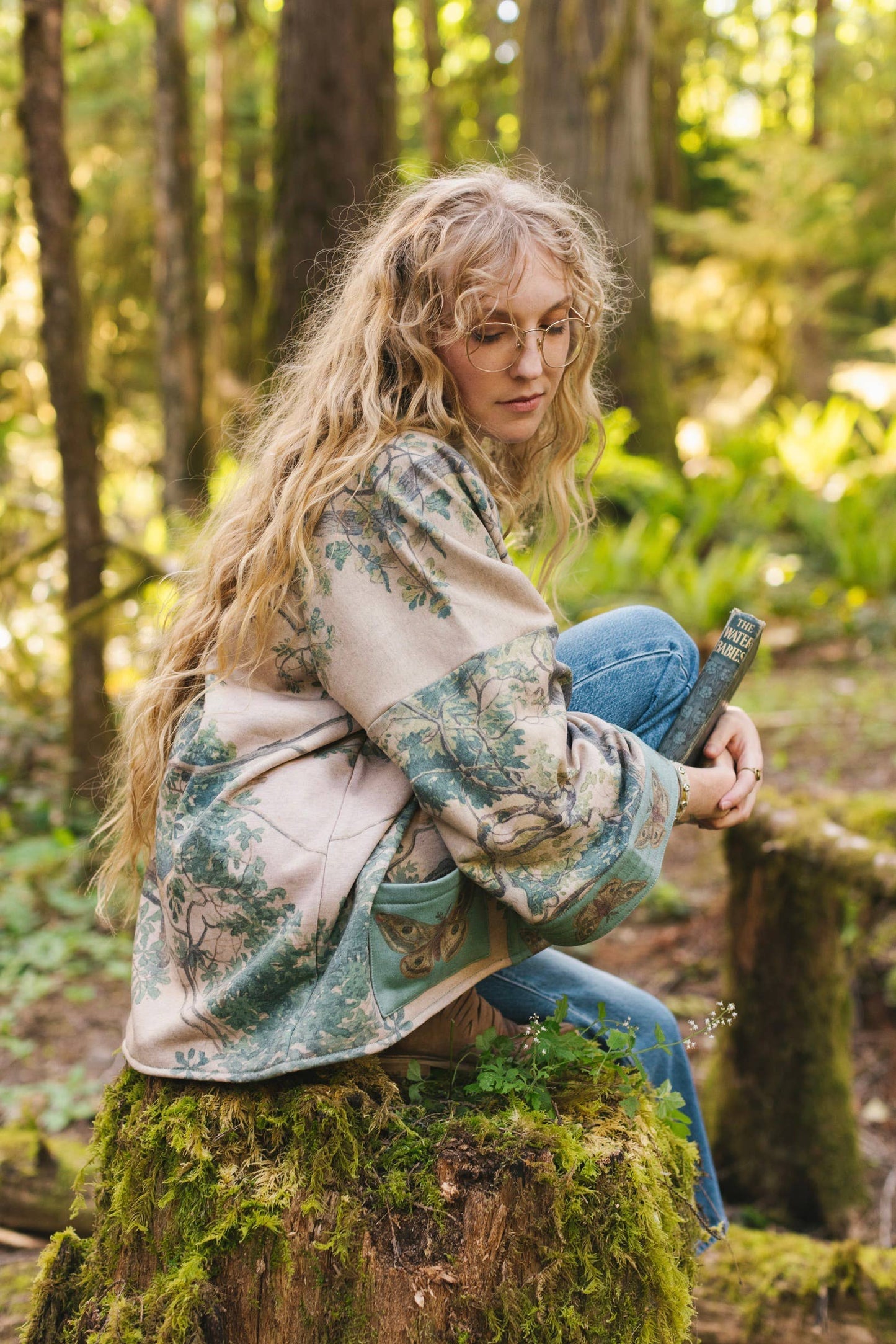 Earth & Sky Fleece Cottage Cardigan Kimono Jacket w/Trees - Suttles & Seawinds