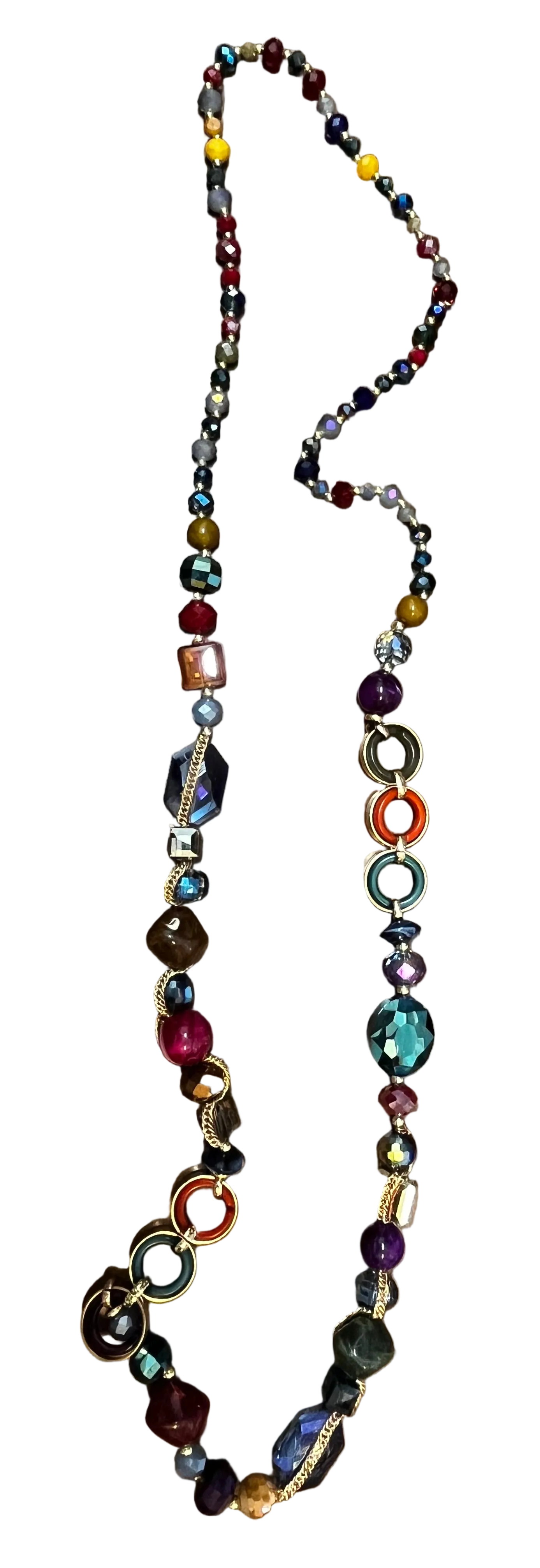 Crystal and Stone pop over Long Necklace