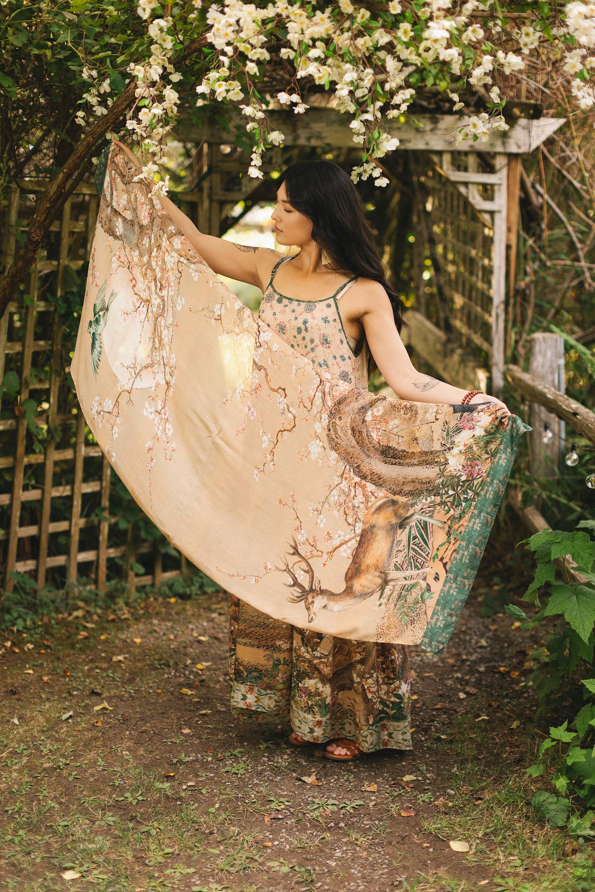 Fable Bohemian Floral Scarf with Deer & Moon - Suttles & Seawinds