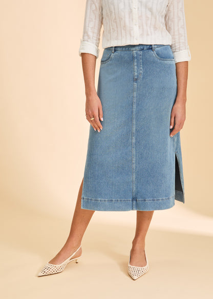 Pull on Skirt With Slits - Suttles & Seawinds