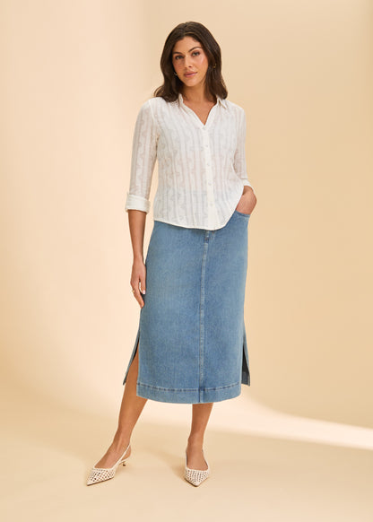 Pull on Skirt With Slits - Suttles & Seawinds