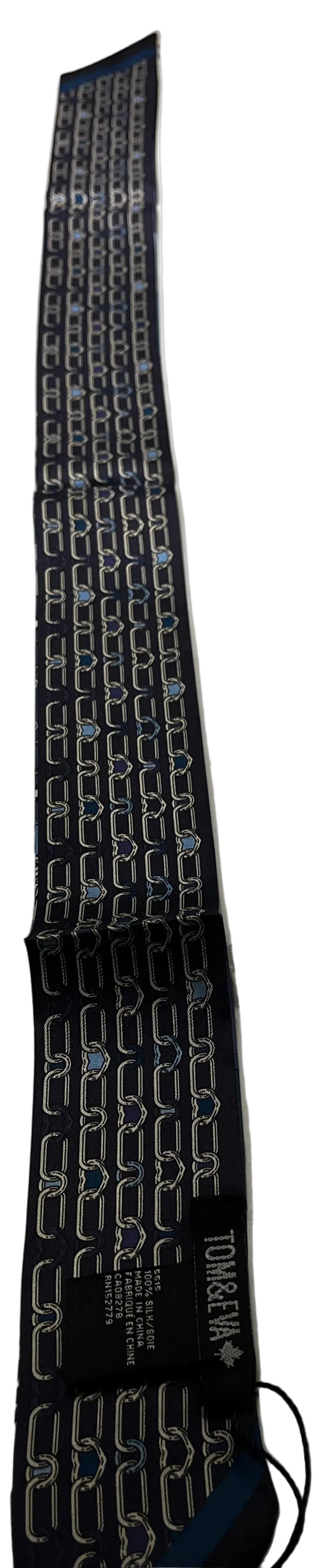 Skinny Silk Tie Scarf Denim Tiles
