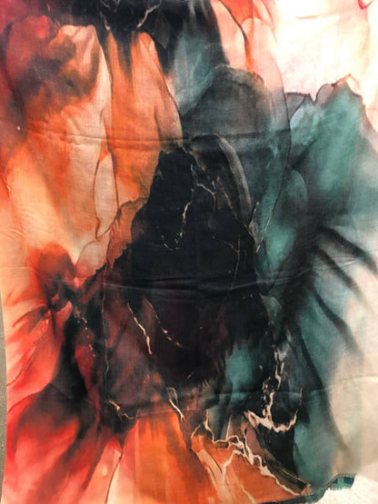 Elegant Wool Silk Abstract Rainbow Scarf