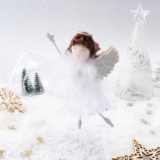 CGB Giftware - Silver Dark Haired Angel Hanging Decoration