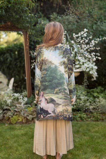 The Mythmaker Matinée Duster Kimono w/ landscape & unicorn - Suttles & Seawinds